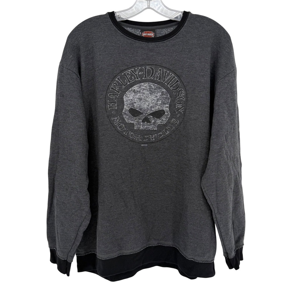 Harley Davidson 2013 Sweatshirt Men XL Gray Willie G Skull Biker Moto Streetwear